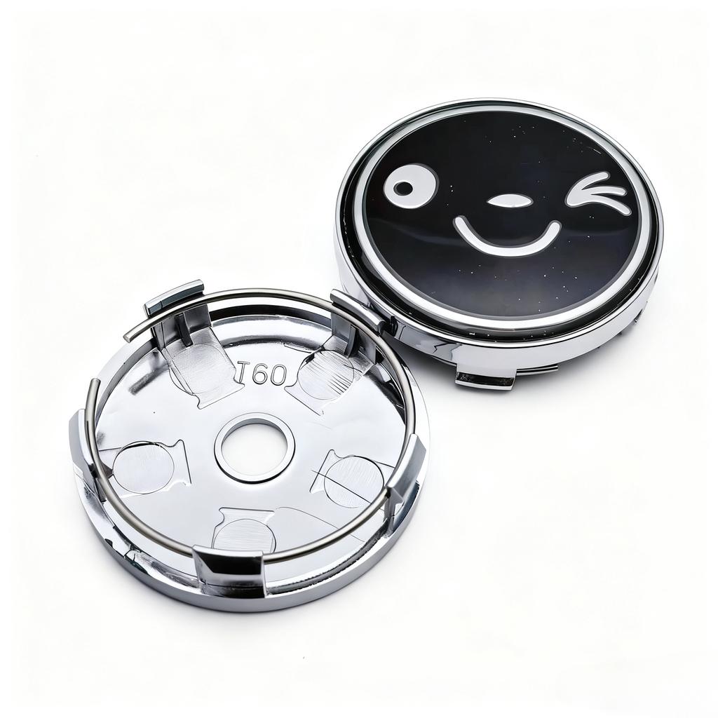 4pcs Smiling Face Logo Emblem Car Wheel Center Caps 60MM 56MM Wheels Hub Cap Smile Badge Rim Hubcaps Cover Replace Accessories
