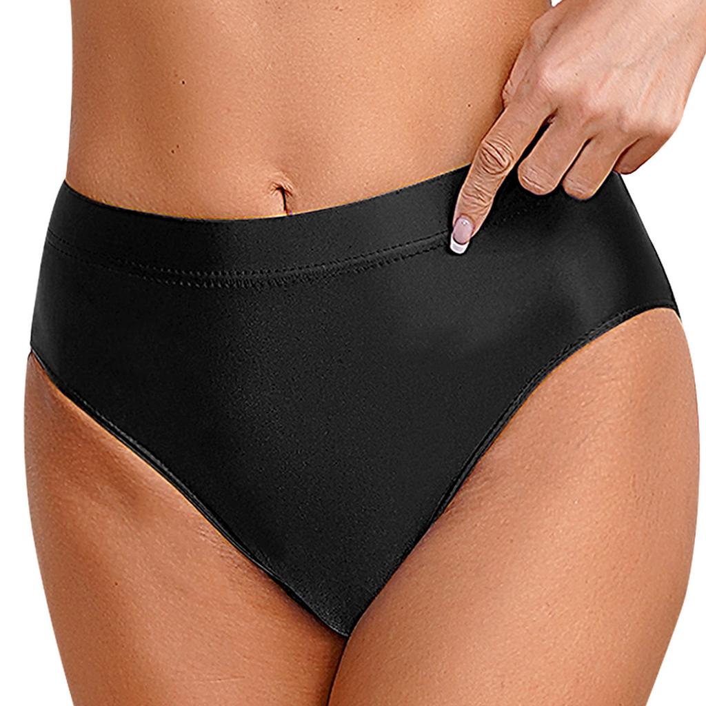 Womens Shiny Solid Color Briefs High Stretch Elastic Waistband Underwear