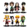 Demon Slayer Kimetsu No Yaiba Mini Figurines Set of 8 Q Posket PVC Dolls for Desktop Decoration Collectible Anime Figures