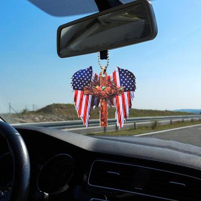 Butterfly Jesus Cross Moon American Hanging Ornament Pendant Flag Car Interior Decor for Auto Rear