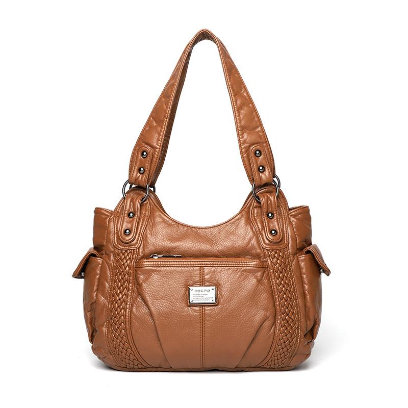 

Women s new one-shoulder soft leather large-capacity one-shoulder underarm bag for travel, portable messenger tote bag. жёлтый