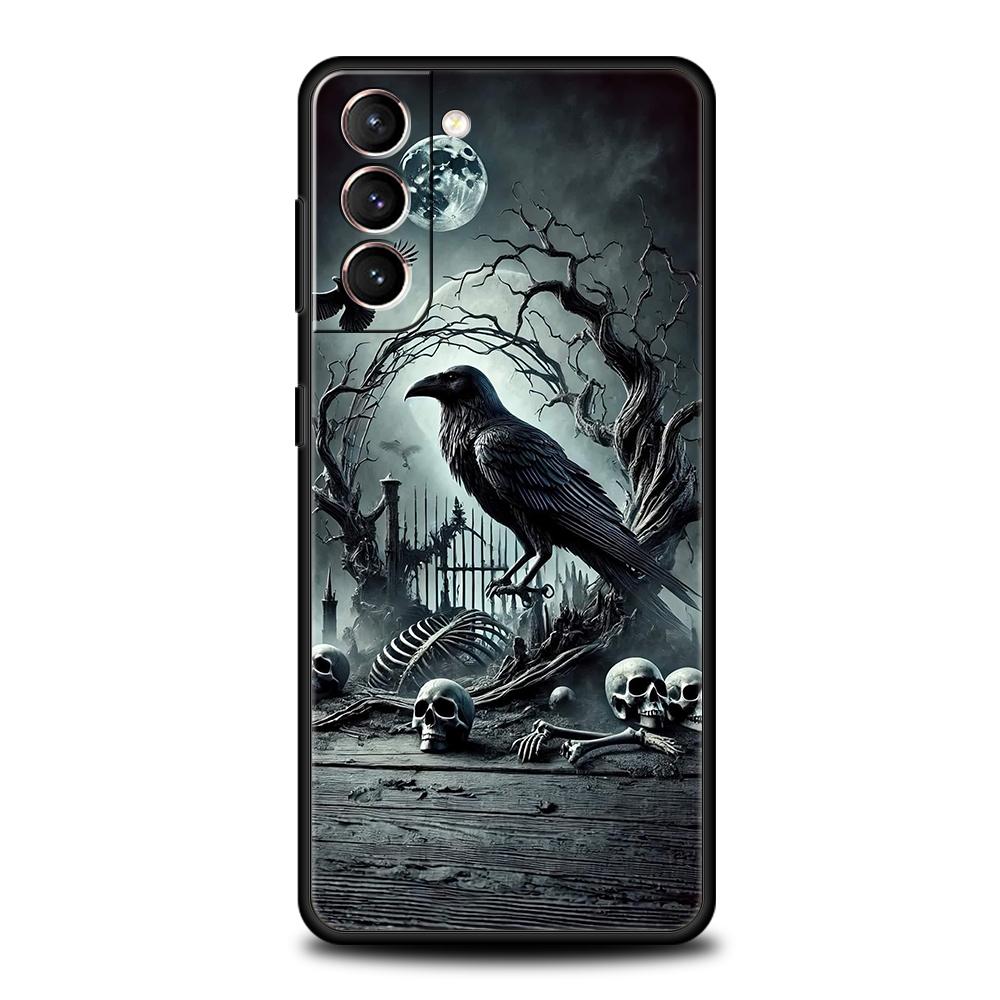 

Raven Crow Skull Pattern Phone Case Cover for Samsung Galaxy S25 S24 S23 S22 S20 S21 FE Ultra S10 S10E Plus 5G Soft TPU Capas Samsung S20