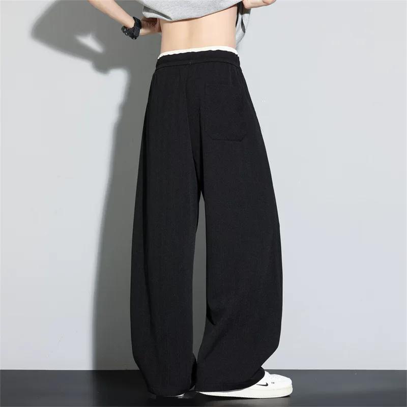 Spring Men Fashion Casual Long Pants Loose Straight Trousers Men Breathable Thin All Match Daily Pants Solid Color Streetwear Bottoms