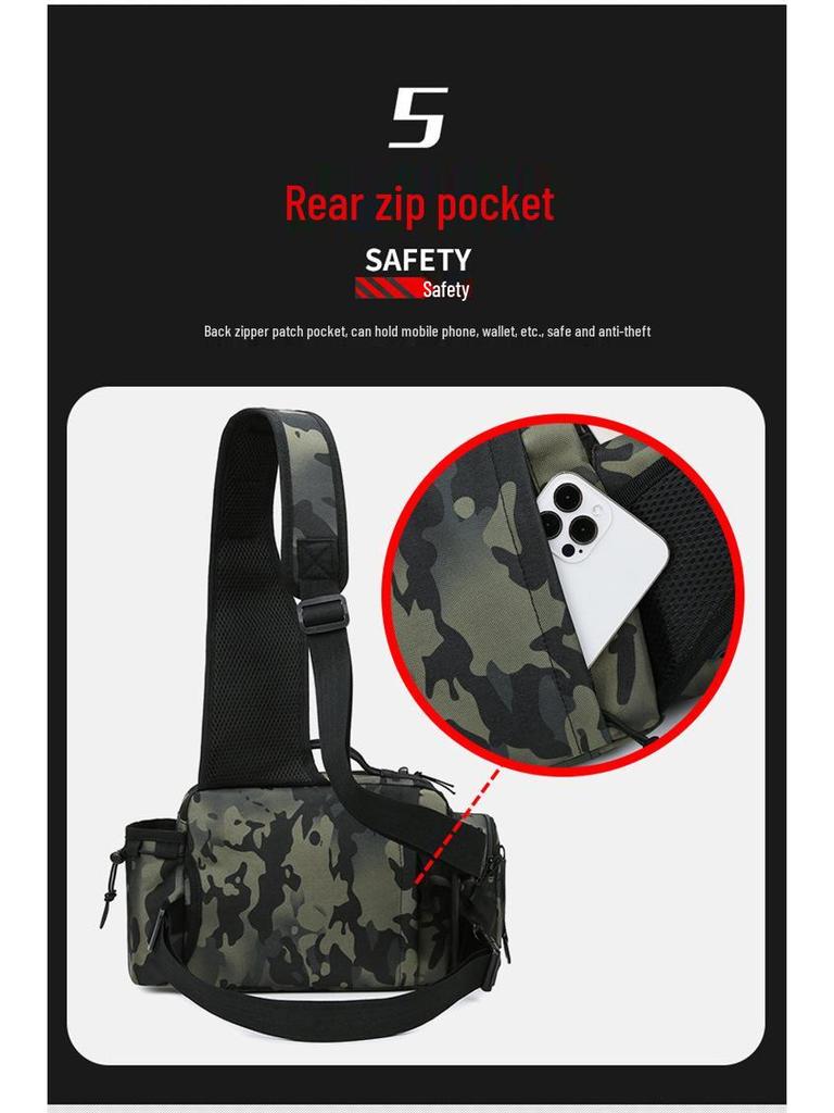 Men's Large Capacity Crossbody Fishing Tackle Bag - Multifunctional Chest Bag for Outdoor Use
