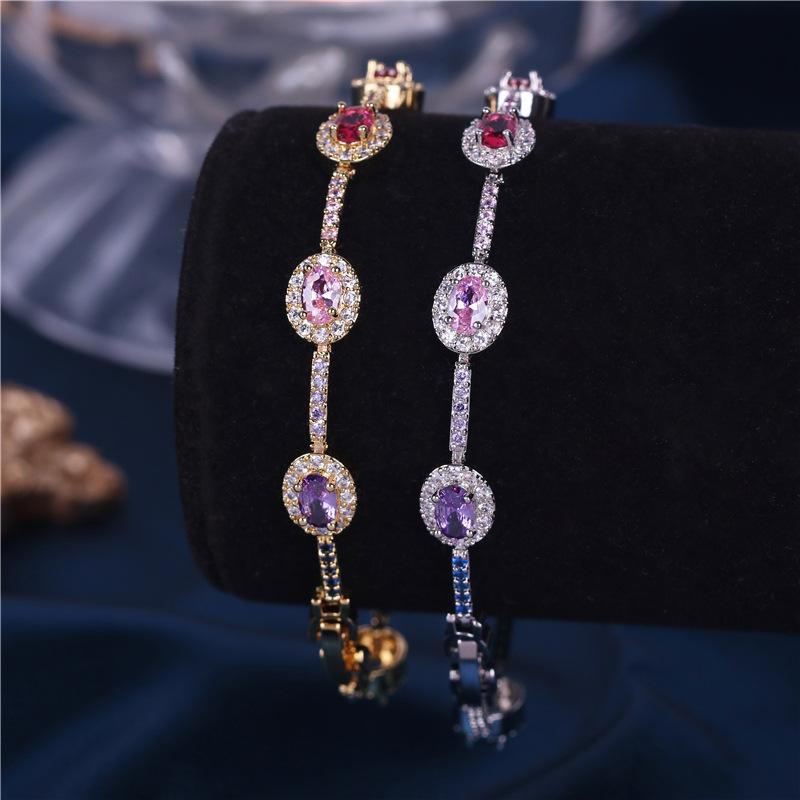 European and American New Fashion Trend Accessories Women's Creative Bracelet Simple Zircon Rainbow Bracelet 2026