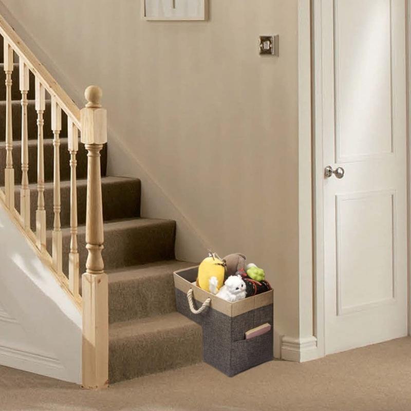 Stair Corner Storage Basket for Maximizing Unused Home Space Efficiently Craft of Fabric and Cotton Rope Materials