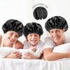 Satin Bonnet Nightcap Sleeping Silky Cap Double Layer Adjustable Buckle Sleep Hair Care Bonnet Women Round Shower Bathing Hat