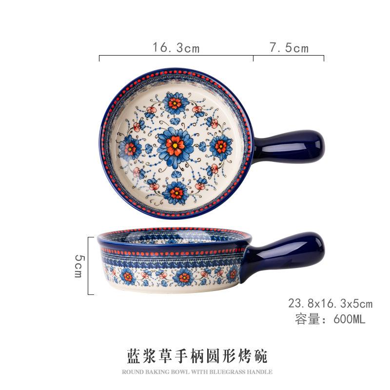 Ceramic tableware household handle bowl creative noodle soup bowl salad bowl oven microwave oven baking pan
