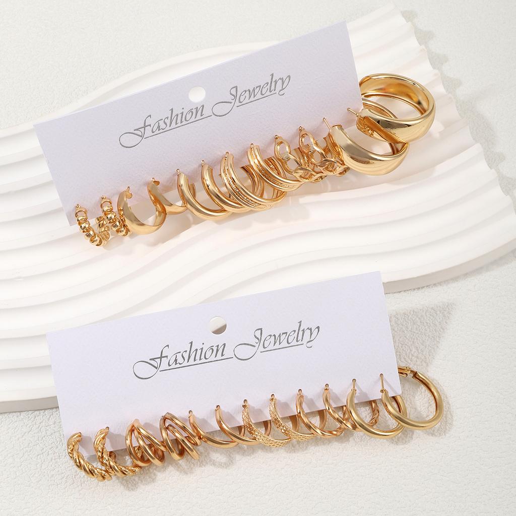 Simple Smooth C-shaped Hoop Earrings Fashion Metal Spring Shaped Earrings Women's Vintage Statement Trendy Zircon