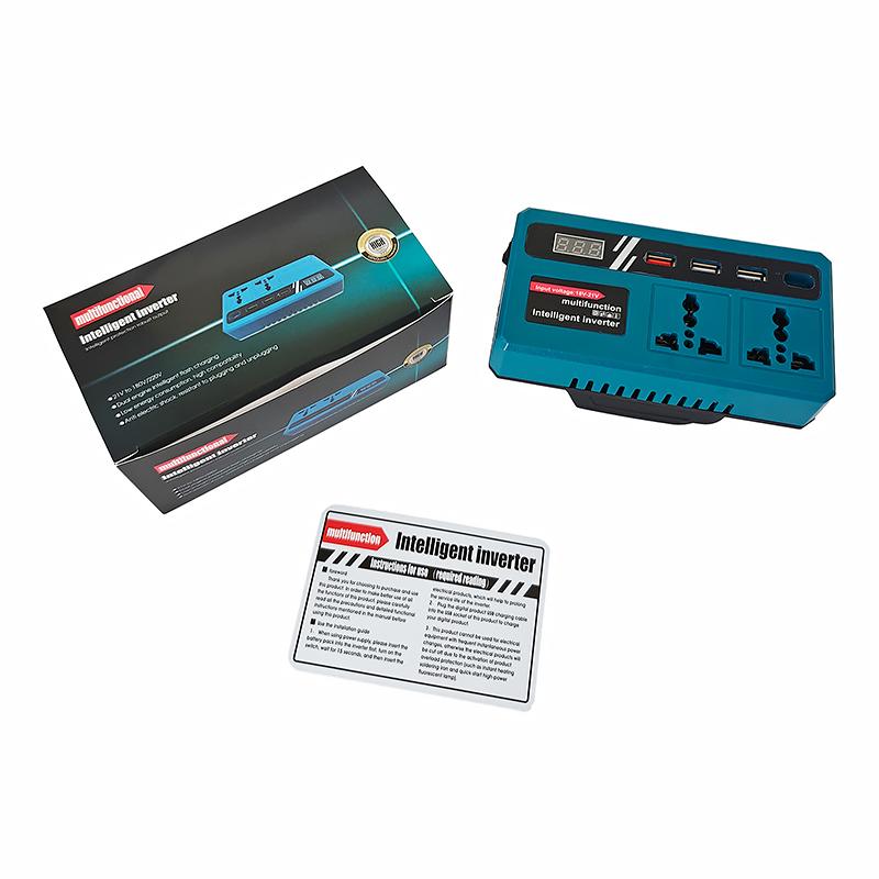 Dual Port 150W Portable Power Inverter Intelligent Converter 220V + 3 Usb 21V For Makita Battery