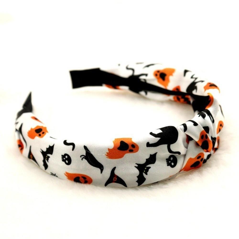Horrible Top Knot Headband Festival Wear Ghost Print Hairband Pumpkin Head Headband  Trick or Treat