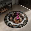 Soft Crystal Velvet Rug 3D Illusion Halloween Rug, Quilted Look Round Area Creepy Deep Pit Holiday Gift for Friends Design, Non-Slip Floor Mat Living