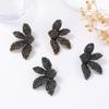 Vintage Black Zircon Crystal Flower Earrings for Women Fashion Geometric Metal Fan Shaped Stud Earrings Party Jewelry Gifts