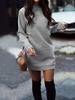 Autumn and winter fashionable round neck long sleeved plus plush thick women's dress