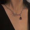 Spider Pendant Long Necklace Vintage Gothic Spider Blood Drop Clavicle Chain for Women Halloween Jewelry Gift Ornament