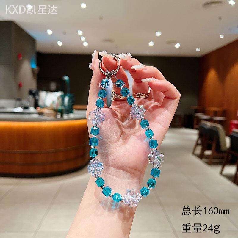 New Colorful Lucky Clover Phone Chain Bead Pendant Phone Keychain Hanging Decoration Earphone Accessories Chain Light Luxury Jewelry
