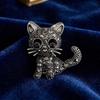 Clothing Accessories Cat Badge Pins Cute Vintage Brooches Lapel Pins Crystal Cat Brooches  Gift