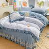 Pure Cotton Double-layer Yarn Quilt Cover Bed Skirt Lace Single-piece Three-piece Four-piece Set Four-season Universal Bed Sheet Quilt Cover