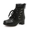 Short Boots Lace Belt Buckle Hollowed Out LO Lolita Shoes Student Dress  Short Boots and Ankle Boots