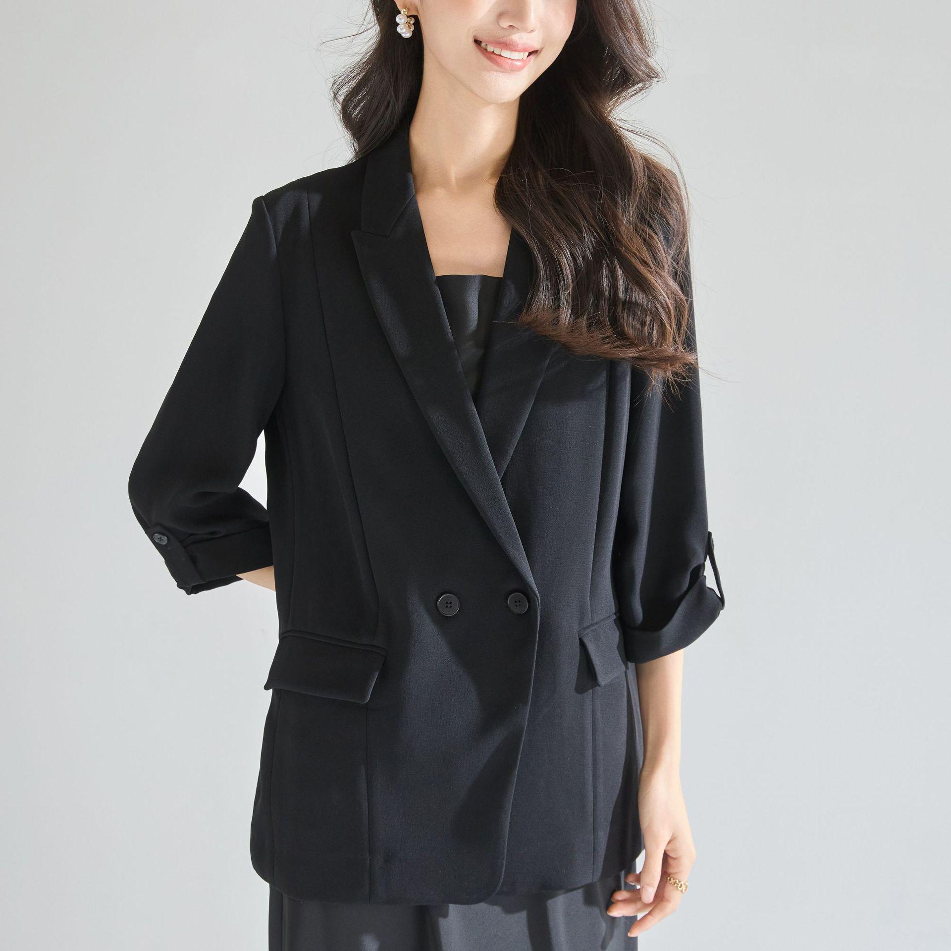 

Spring 2026 Women s Professional Lightweight Black Suit Jacket - Versatile & Casual Large
