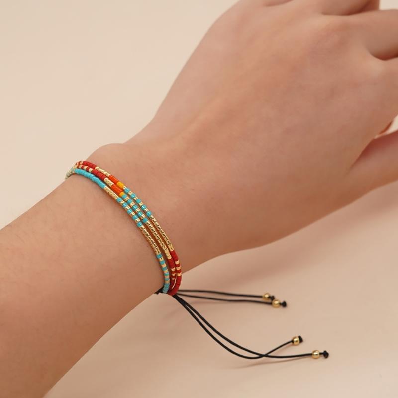 Trendy Handwoven Rice Bead Bracelet Adjustable Beaded Handchain for Casual or Formal Wear Handwoven Fashion Accessory