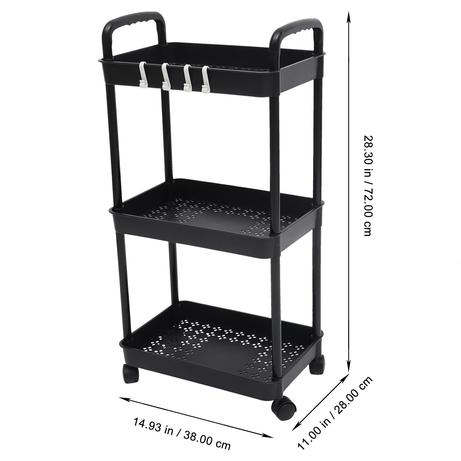 Rolling Storage Cart 3 Tier Trolley Rack for Home Organization Kitchen Pantry Bathroom Garage Utility Cart with Wheels