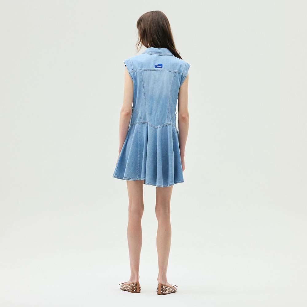 Ibiem Frill Sleeveless Denim Dress Emp4Dop020