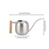 Stainless Steel Watering Can Modern with Wooden Handle Silver Vessel for Plant Lovers,