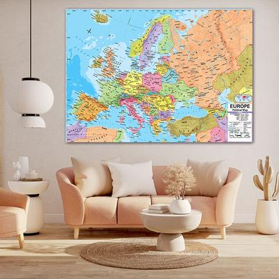 English Europe Map Political Distribution Map Wall Art Prints Canvas Painting Living Room Home Decor Study Supplies