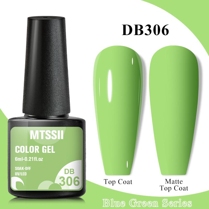 

MTSSII 6 мл гель-лак для ногтей ярко-синий зеленый полуперманентный геллак для дизайна ногтей маникюр блестящий УФ-светодиодный гель для ногтей «сделай сам» 1 бутылка DB306