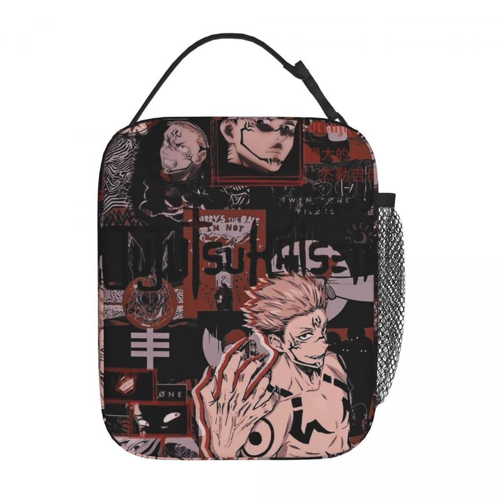 Jujutsu Kaisen Sukuna Anime Isolierte Lunchtasche für Damen Kinder Tragbar Lebensmittelbehälter Thermische Brotdose Tragetasche
