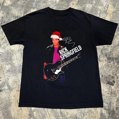 NEW Santa Rick Springfield Merry Christmas Black All Size Shirt MI787