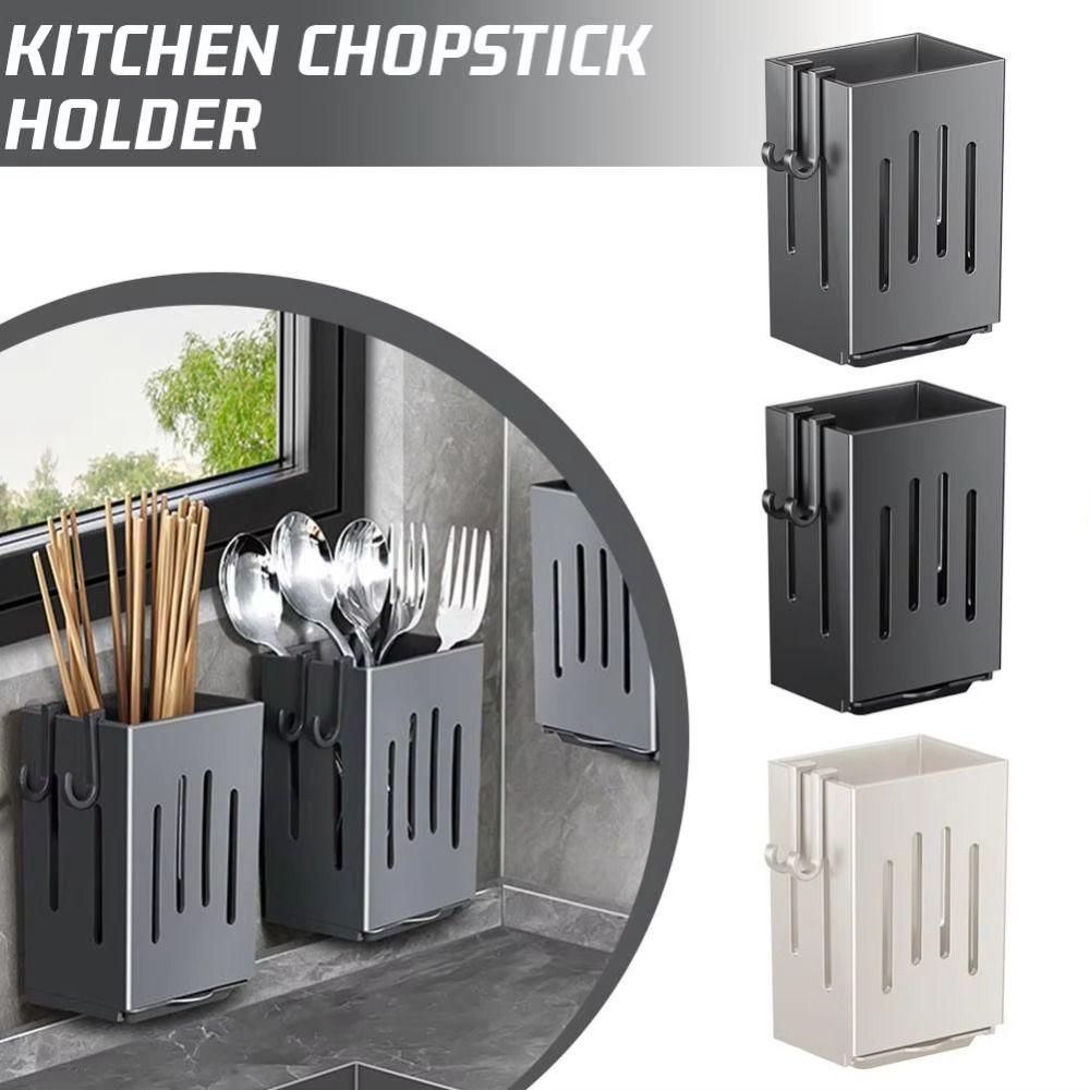 Draining Tableware Organizer Wall-Mounted Kitchen Utensil Storage Box Spoon Fork Storage Rack