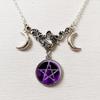 Retro Fashion Sliver Color Triple Moon Goddess Crescent Moon Crystal Glass Pendant Necklace for Women Amulet Charm Jewelry Gifts