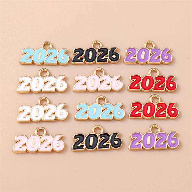 

20 шт. 18x9 мм Милые эмалевые подвески-шармы с цифрами Новый год 2026 для изготовления ювелирных изделий, ожерелий, серег, браслетов, товары для рукоделия DIY