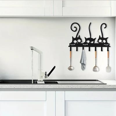 Multi-Purpose Three Kitten Hooks - Ideal for Organizing Keys, Clothes and Towels, Cute and Functional Decorative Hooks