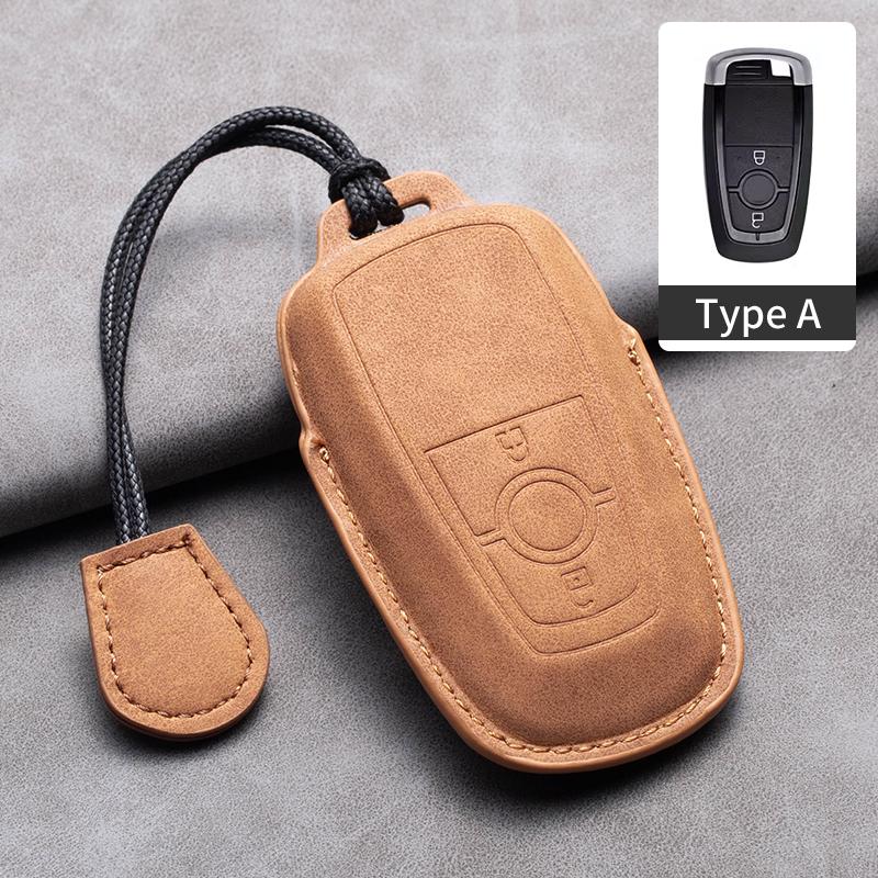 Styling Mouldings Sheepskin Car Key Cover Case for Ford Maverick Focus Edge Explorer Everest Fusion Mondeo Mustang Raptor Bronco