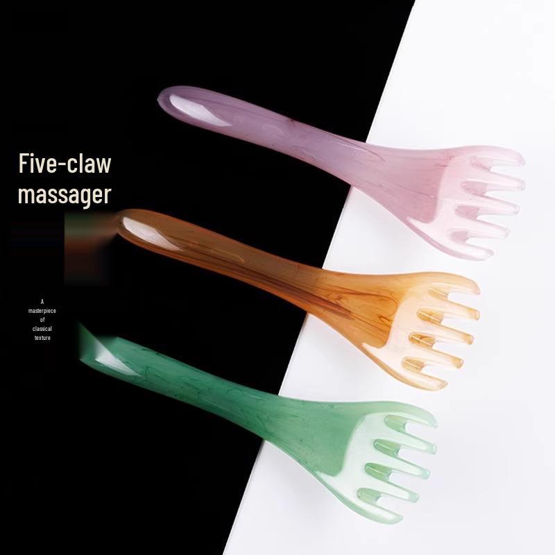 Resin Five-Claw Head Massager & Meridian Gua Sha Therapy Comb