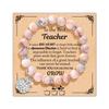 Pink Zebra Shoushan Stone Beaded Bracelet with Card Packaging