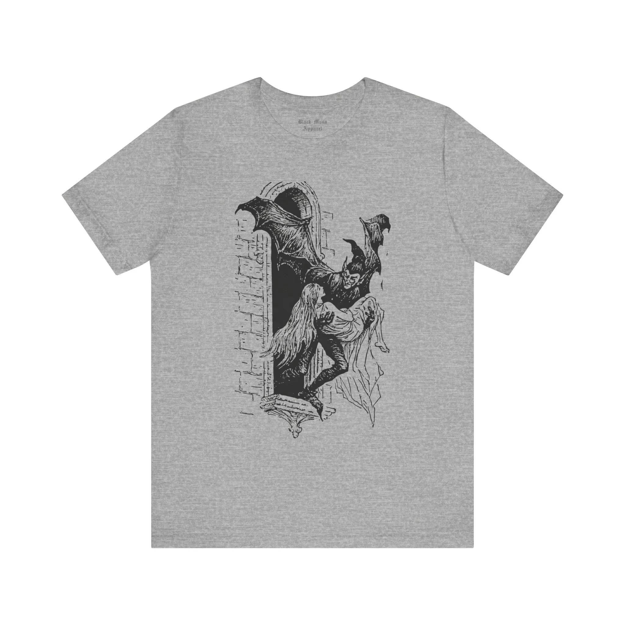 

Retro Dracula Gothic Shirt Vampire Tshirt Creepy Art Gothic Tshirt Retro Unisex Jersey Short Sleeved Tshirt Men Clothing 4XL