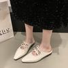 French Bow Bag Head Cool Slippers Women's Summer Wear 2025 New Fairy Style Flat Half Slippers Fashion Sandals