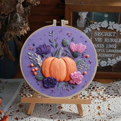 1 szt. Halloweenowa dynia ręcznie robiona DIY haftowana paczka materiałów, odpowiednia dla miłośników haftu, prezenty dla przyjaciół