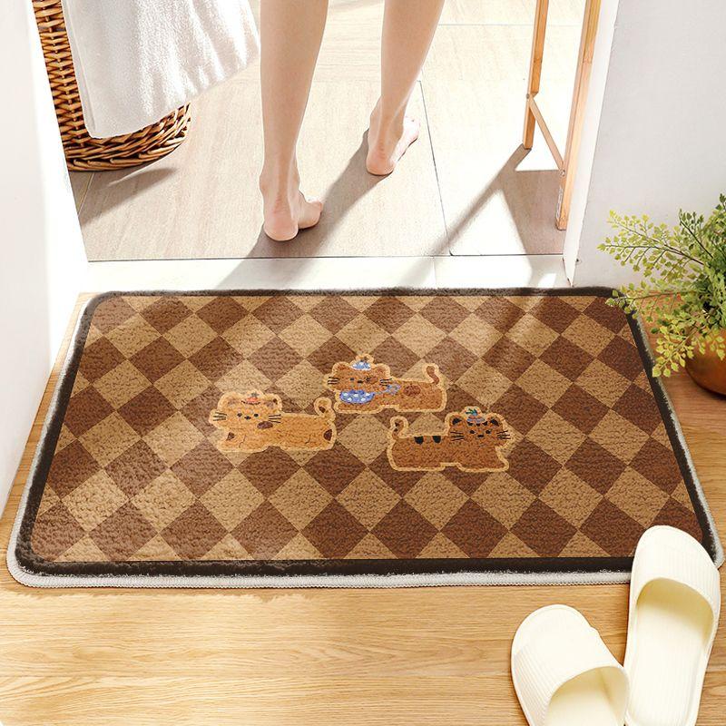 Imitation Cashmere Bathroom Absorbent Floor Mat Cartoon Bathroom Thickened Toilet Door Mat for Household Use
