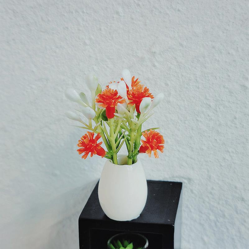 1 Pcs Miniature Plastic Colorful Floral Plants Potted Model 1:12 Dollhouse Simulation Outdoor DIY Accessories