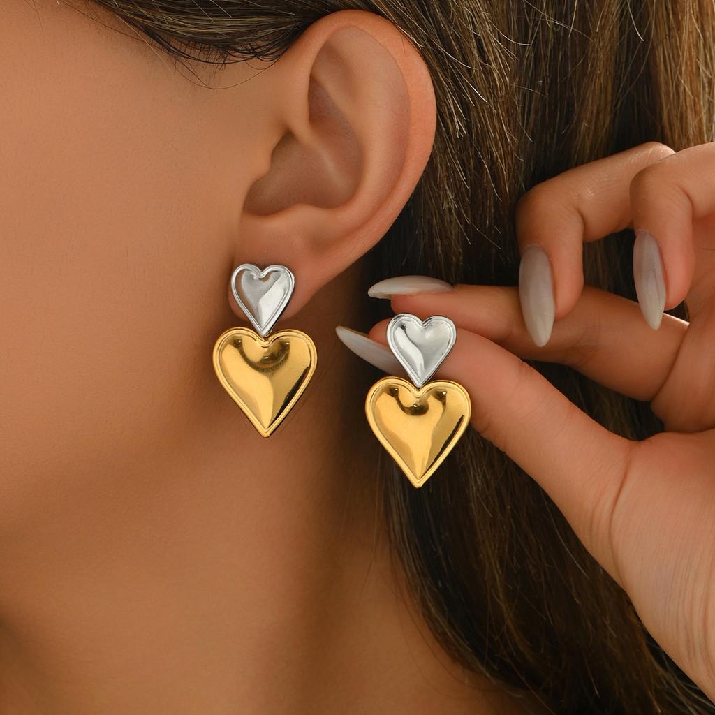 Wind Ladies Earrings Versatile Sweet Love Drip Oil Design 18k Electroplating Stud Earrings Premium Sense Earrings