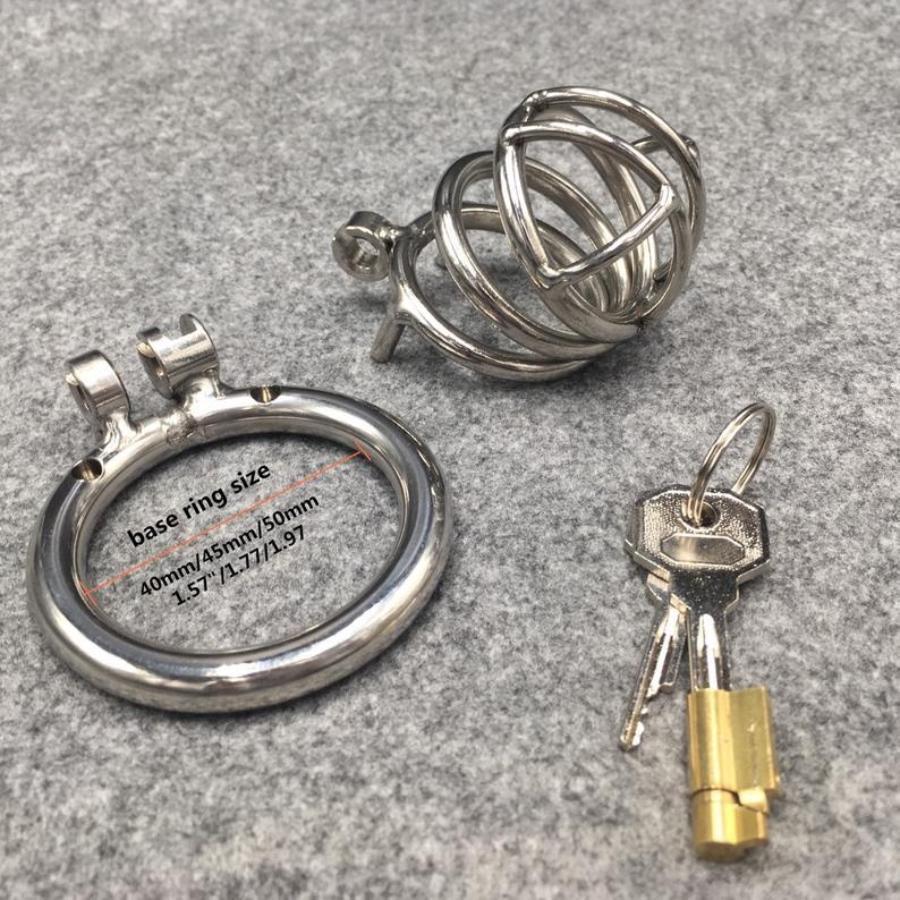 Male Chastity Device Stainless Steel Metal Co-ck Ring Cage