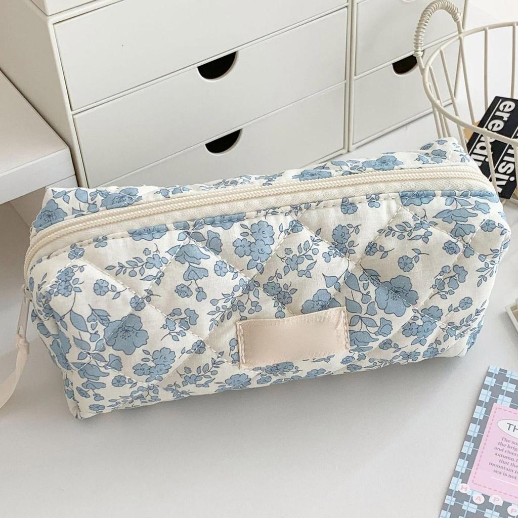 Cute Floral Pencilc Case for Kids Girl Soft Corduroy Stationery Organizer Holder Porable Large Capacity Bag