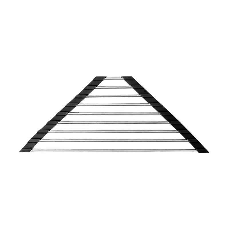 

1pc Creative Simple Roll Up Triangle Dish Drying Rack Kitchen Sink Drainer Sink Corners Multi-Functional Organizer With Drainage чорний