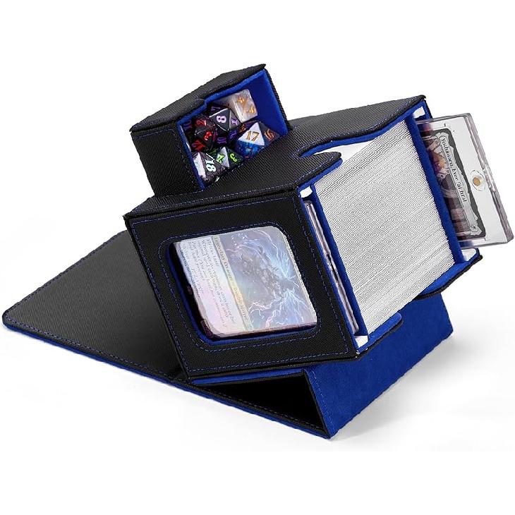 MTG Commander Deck Box with Dual Commander Display, Patented Card Deck Box Fits 100 Double-Sleeved Cards, MTG Card Case with Dice Tray, 2 Dividers, 2
