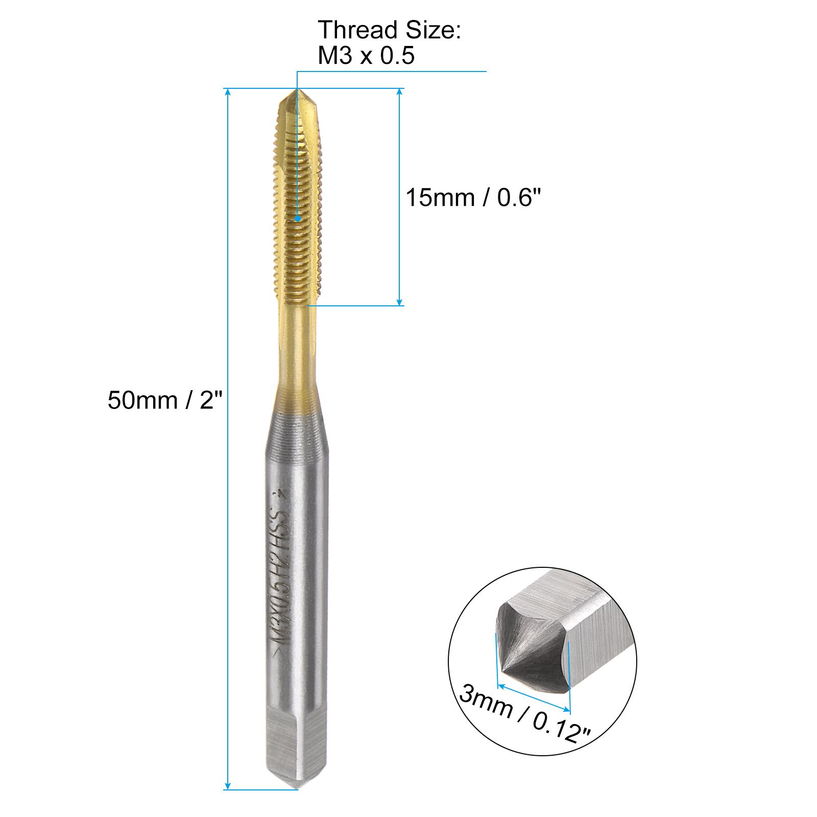 

4pcs Spiral Point Tap M3 x 0.5 M4 x 0.7 M5 x 0.8 M6 x 1 Metric Thread High Speed Steel Titanium Coated Right Hand Thread Tap